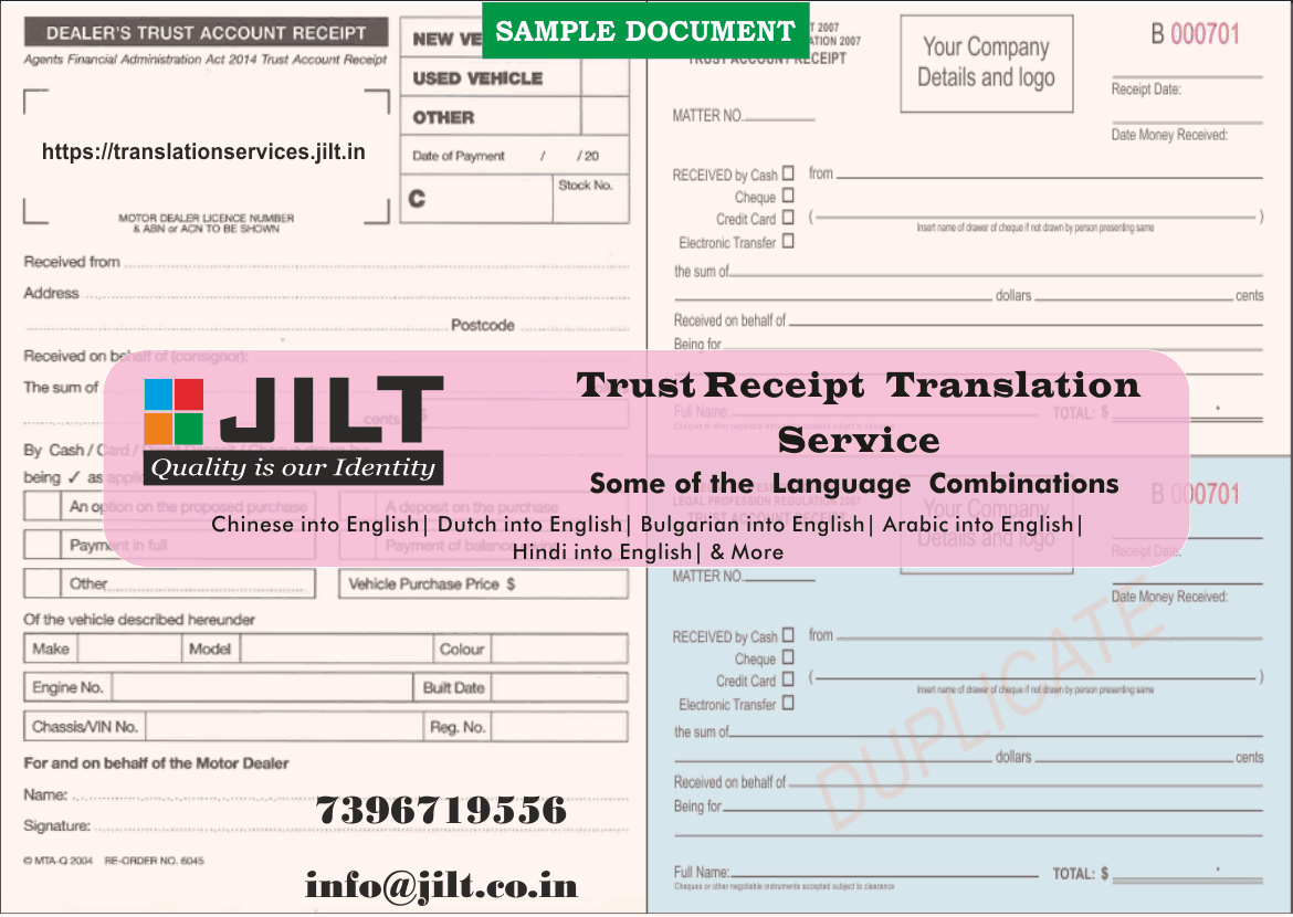 Trust Receipt Translation Services Translationservices jilt in